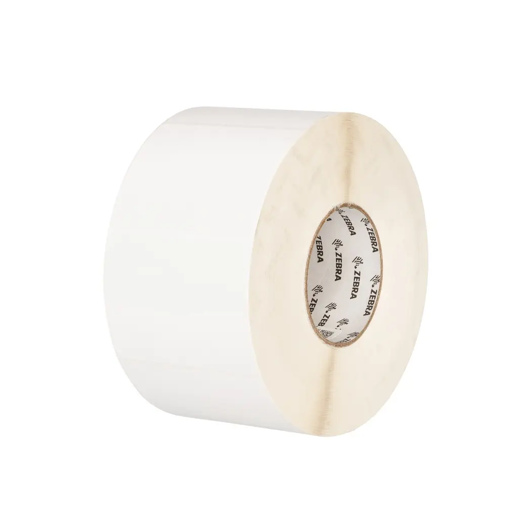 ZIPZPT10045134 - ZEBRA - Etiqueta 76.2"x25.4", T. Directa. Papel Blanco, Z-Perform 1450D, para Impresora Industrial, 5817/Rollo, con adhesivo Permanent Rubber, Perf. entre etiq., 1 al paso. Núcleo 3.". Diámetro 7.9". 4 Rollos/caja. Peso por caja 2.37kg.