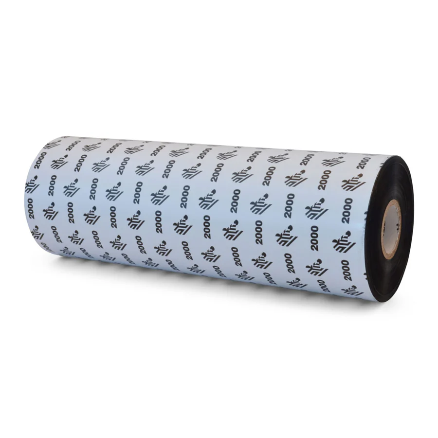 LA02000BK22045 - Zebra - Ribbon de Cera, 220mm x 450m (8.66" x 1476'), Modelo 2000 Estándar para impresora Industrial. 12 Ribbons/Caja