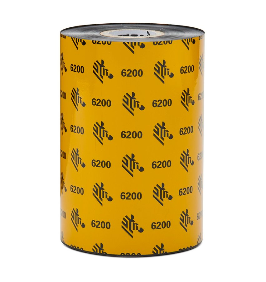 Resin Ribbon, 110mmx450m (4.33inx1476ft), 6200; Resin, 25mm (1in) core, 6/box