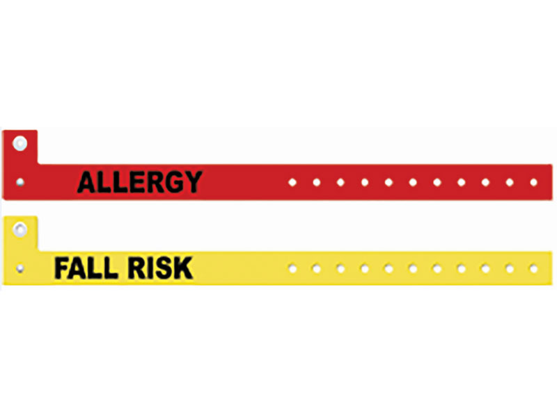Wristband, Vinyl, 0.625 x 10in, Alert Wristband, Clip Closure, Yellow - FALL RISK, 500/box