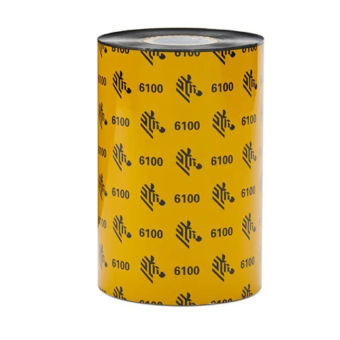 [06100BK13145] Wax/Resin Ribbon, 131mmx450m (5.16inx1476ft), 6100; Standard, 25mm (1in) core, 6/box