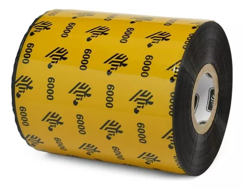 [LA06000BK08345] LA06000BK08345 - Zebra - Ribbon de Cera, 83mm x 450m (3.27" x 1476'), Modelo 6000 Wax para impresora Industrial. 24 Ribbons/Caja