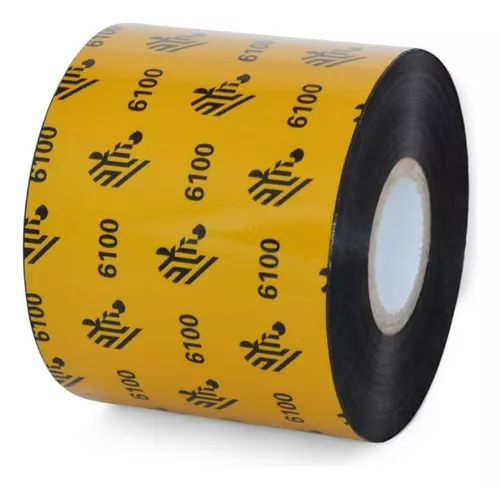 [LA06100BK06045] LA06100BK06045 - Zebra - Ribbon de Cera/Resina, 60mm x 450m (2.36" x 1476'), Modelo 6100 Estándar para impresora Industrial. 6 Ribbons/Caja