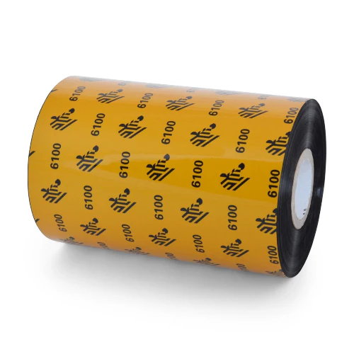 [LA06100BK08045] LA06100BK08045 - Zebra - Ribbon de Cera/Resina, 80mm x 450m (3.15" x 1476'), Modelo 6100 Estándar para impresora Industrial. 6 Ribbons/Caja