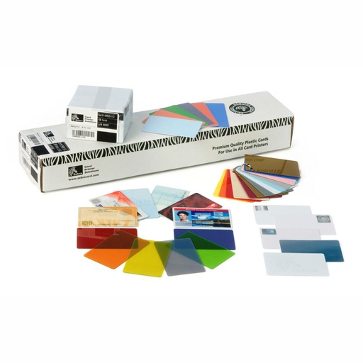 [104523-010] ZEBRA - ZEBRA WHITE PVC CARDS, 10 MIL PVC ADHESIVE BACK WITH 14 MIL MYLAR RELEASE LINER, 24 MIL TOTAL THICKNESS (500 CARDS)