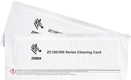 [105999-310-01] ZEBRA - CLEANING CARD KIT (IMPROVED), ZC100/300, 2 CARDS