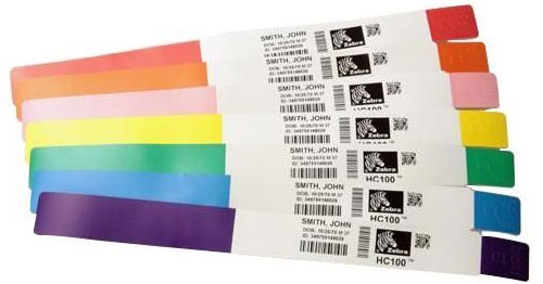 [10004443-5] Wristband, Polypropylene, 1x11in (25.4x279.4mm); Direct thermal, Z-Band Direct, Adhesive closure, 1in (25.4mm) core, 200/roll, 6/box, Pink. Black mark sensing.