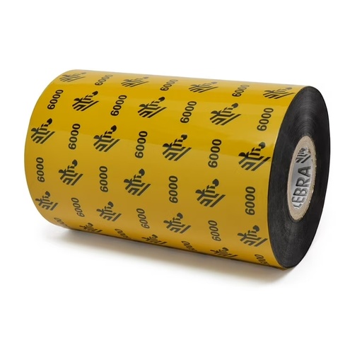 [06000BK11060] 06000BK11060 - Zebra - Ribbon de Cera, 110mm x 600m (4.33" x 1,968'), Modelo 6000 Estándar para impresora de Especialidad. 12 Ribbons/Caja